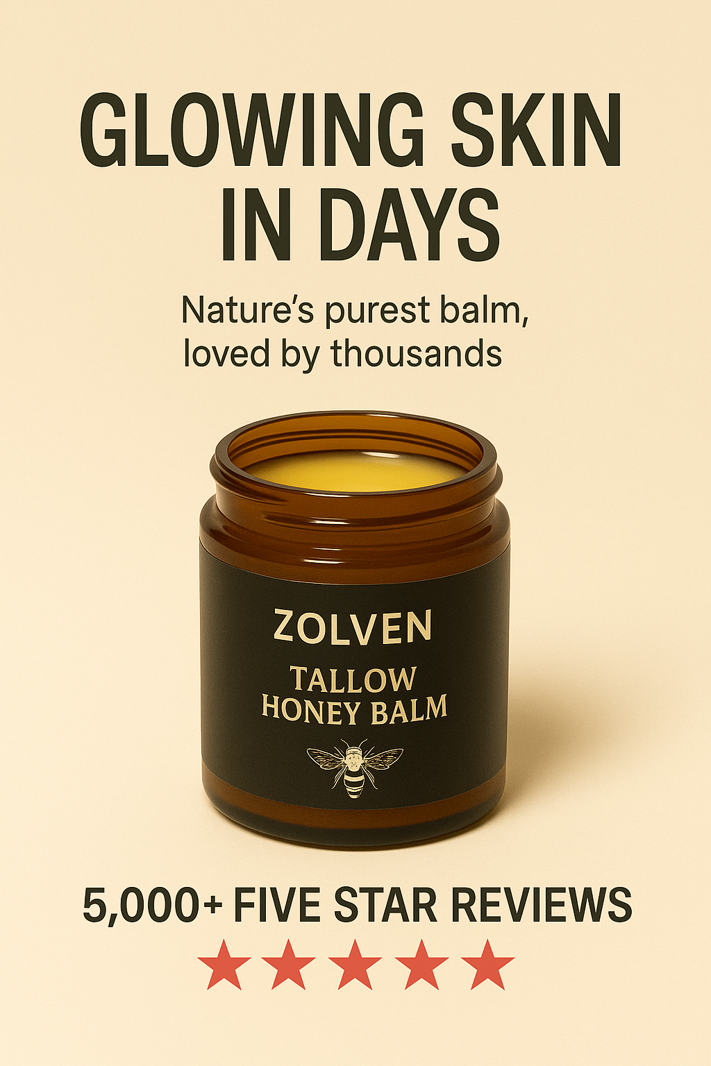 Organic Grass-Fed Beef honey tallow balm